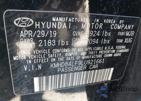 2020 Hyundai Elantra Sel z USA, uszkodzony, nr VIN KMHD84LF9LU921661